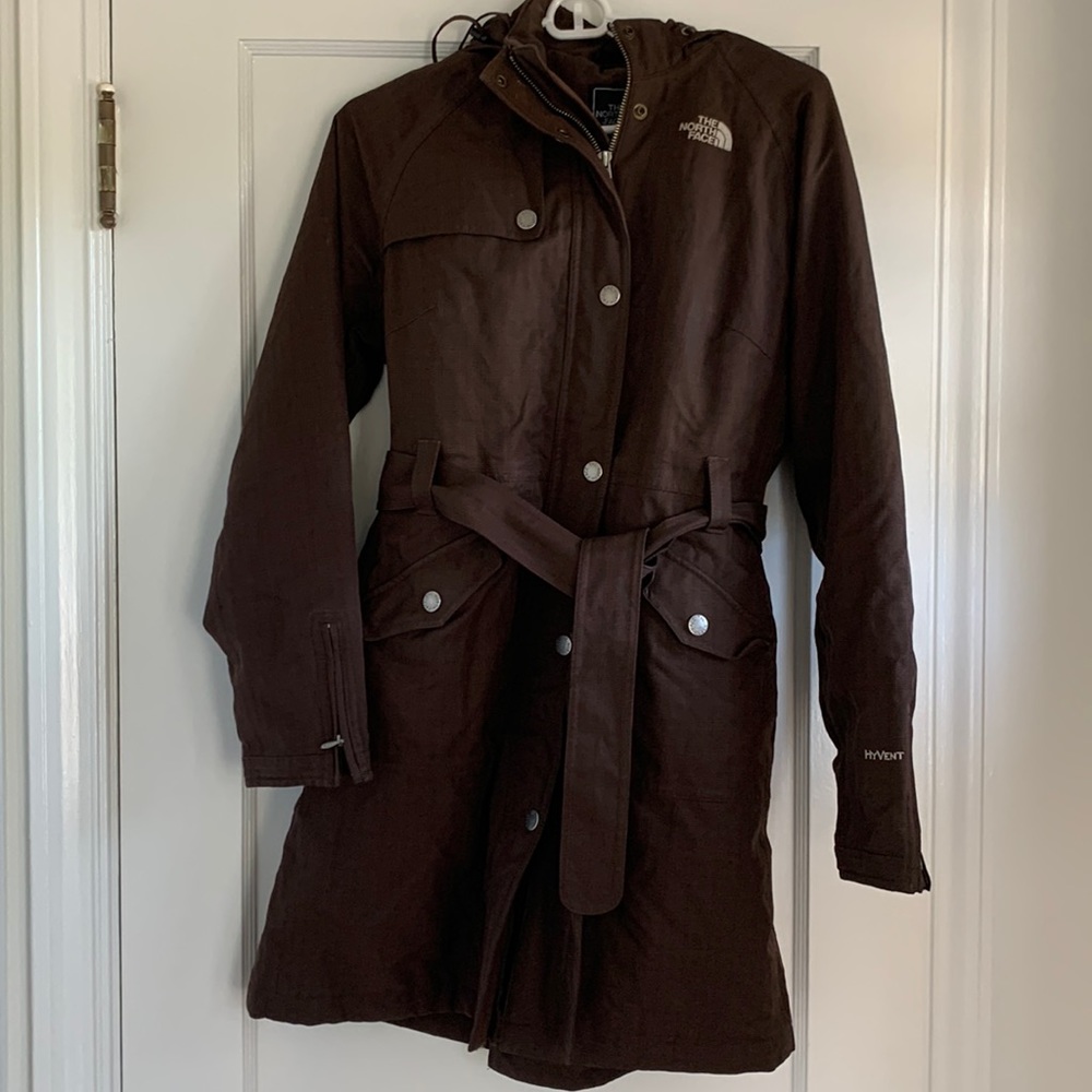 S/P North Face waterproof trench with hood.